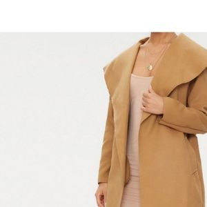 Camel Oversized Waterfall Belt Coat